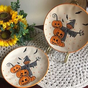 Scarecrow Jack O’Lantern Scarecrow Halloween Salad Plates